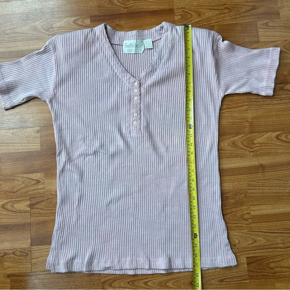 4/$15 Reitmans pink t-shirt ribbed top - Picture 4 of 7